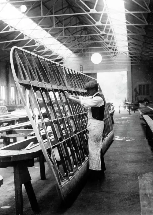 Framed Print : Saunders Waterplane wing manufacture early 1900s Framed Print : Saunders Waterplane wing manufacture early 1900s