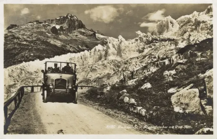 Framed Print : Saurer open top Post Bus navigates the winding Furkastrasse Framed Print : Saurer open top Post Bus navigates the winding Furkastrasse