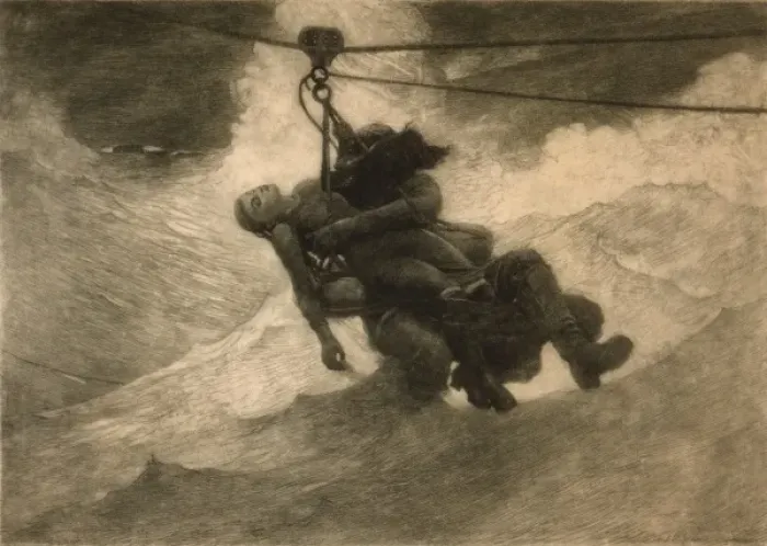 Framed Print : Saved. Woman being rescued from stormy sea. Date 1887, c1888 Framed Print : Saved. Woman being rescued from stormy sea. Date 1887, c1888