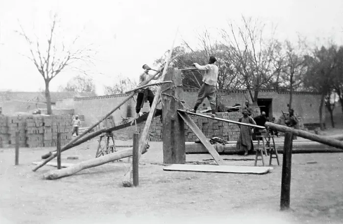 Framed Print : Sawing wood, China, early 1900s Framed Print : Sawing wood, China, early 1900s
