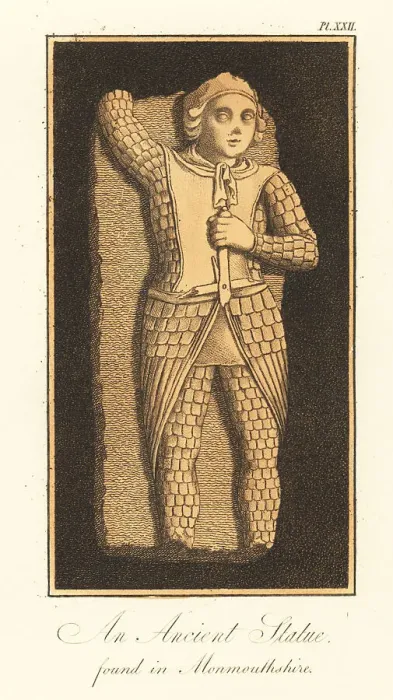Framed Print : Saxon figure of St Michael in suit of scale armour, 9th century Framed Print : Saxon figure of St Michael in suit of scale armour, 9th century