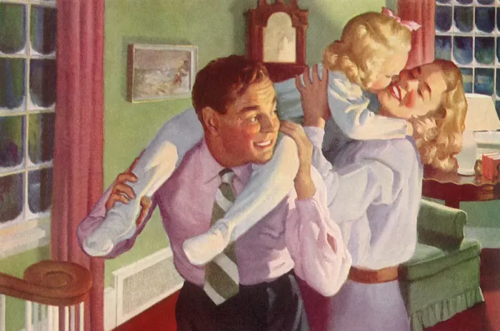 Framed Print : Saying Goodnight Date: 1948 Framed Print : Saying Goodnight Date: 1948