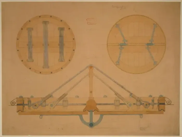 Framed Print : Scaled design drawing for the valve assembly of a balloon, i Framed Print : Scaled design drawing for the valve assembly of a balloon, i