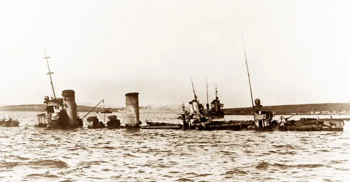 Framed Print : Scapa Flow, Destroyers sinking off Island of Fara Framed Print : Scapa Flow, Destroyers sinking off Island of Fara