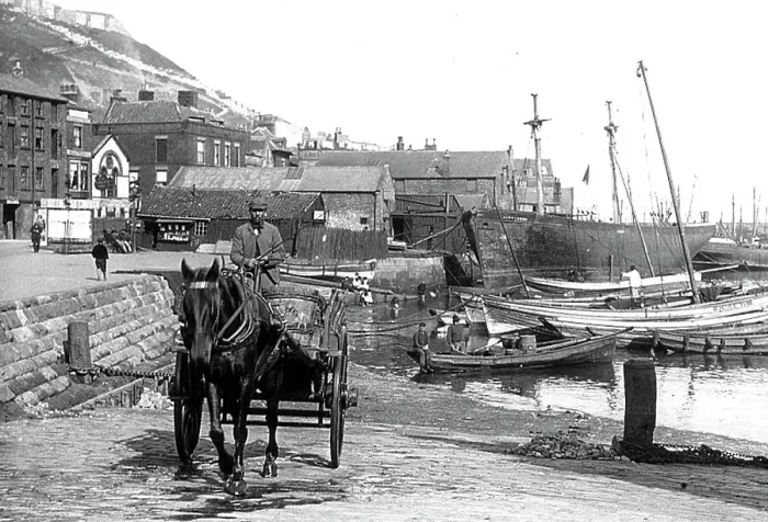Framed Print : Scarborough harbour, Victorian period Framed Print : Scarborough harbour, Victorian period