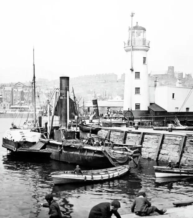 Framed Print : Scarborough harbour, Yorkshire, Victorian period Framed Print : Scarborough harbour, Yorkshire, Victorian period