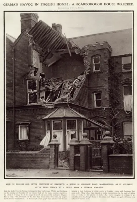 Framed Print : Scarborough house wrecked 1914 Framed Print : Scarborough house wrecked 1914
