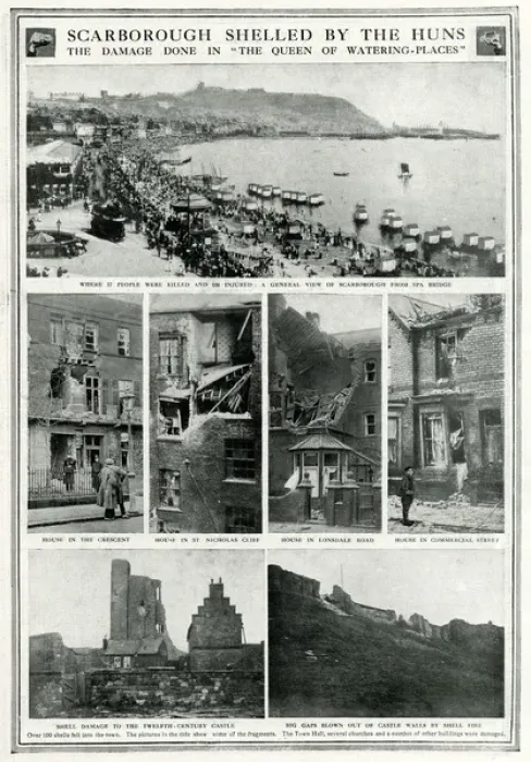 Framed Print : Scarborough shelled by Germans WWI Framed Print : Scarborough shelled by Germans WWI