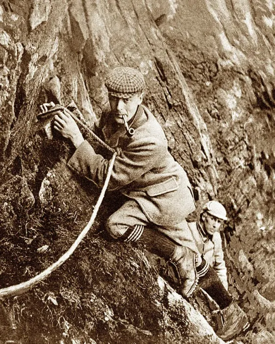 Framed Print : Scawfell Lake District climbers Victorian period Framed Print : Scawfell Lake District climbers Victorian period