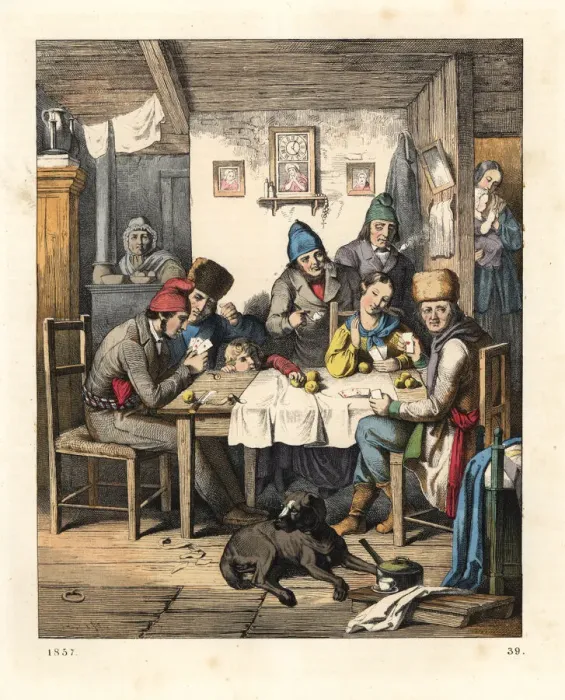Framed Print : Scene in an American farmhouse on a winter Framed Print : Scene in an American farmhouse on a winter