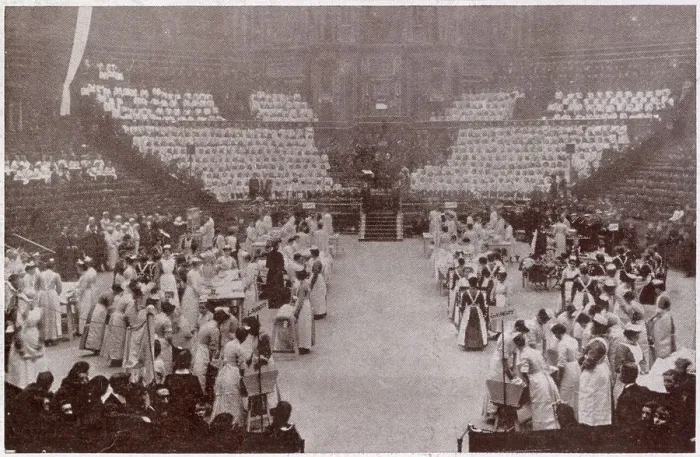 Framed Print : Scene from the annual celebrations of Dr. Barnardo's Homes in The Royal Albert Hall. Here in the Training Housewives display, the young women demonstrate laundry work. An exhibition of the good work of Dr