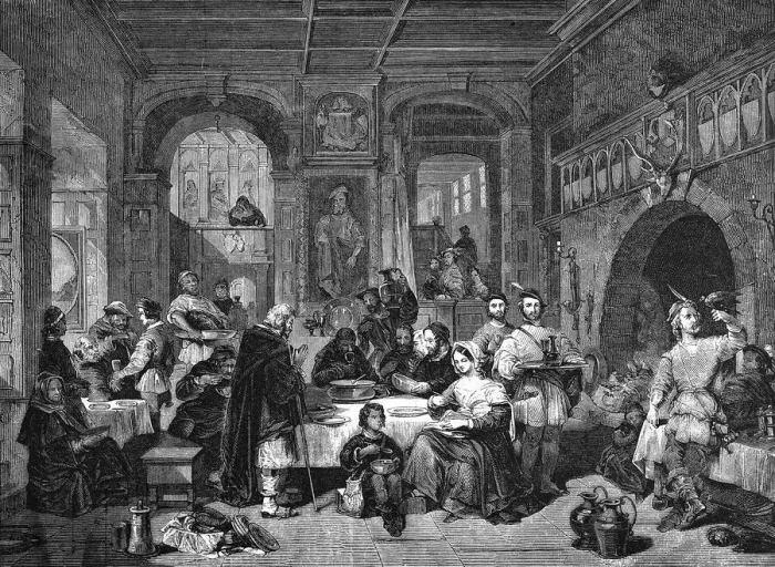 Framed Print : A scene in Baronial hall showing Old English Hospitality Date Framed Print : A scene in Baronial hall showing Old English Hospitality Date
