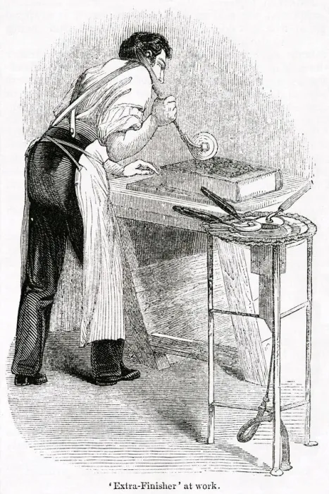 Framed Print : Scene in a bookbinding workshop, City of London Framed Print : Scene in a bookbinding workshop, City of London