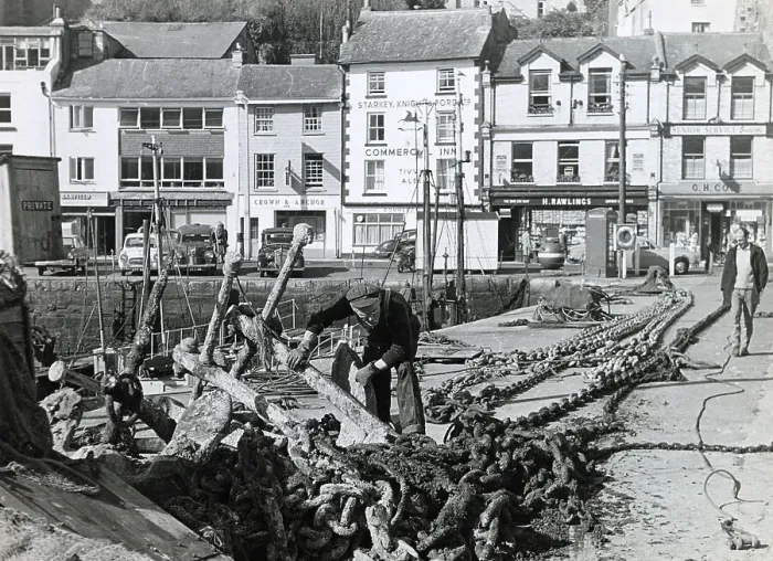 Framed Print : Scene in Brixham Harbour, Devon Date: circa 1950s Framed Print : Scene in Brixham Harbour, Devon Date: circa 1950s