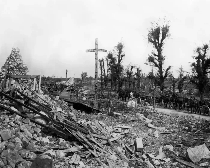 Framed Print : Scene in captured village, Western Front, WW1 Framed Print : Scene in captured village, Western Front, WW1