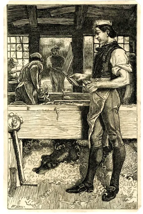 Framed Print : Scene in a carpenters workshop Framed Print : Scene in a carpenters workshop