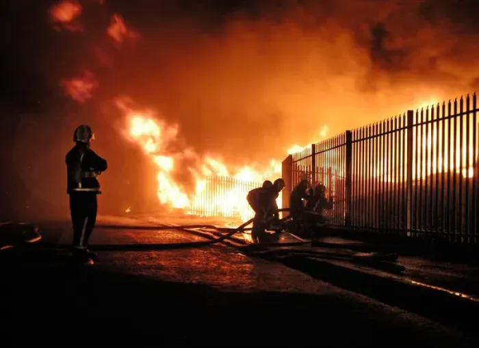 Framed Print : Scene of fire at commercial premises, Barking Framed Print : Scene of fire at commercial premises, Barking
