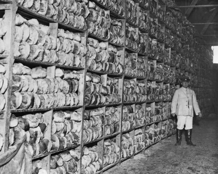 Framed Print : Scene inside a bread store, Western Front, WW1 Framed Print : Scene inside a bread store, Western Front, WW1
