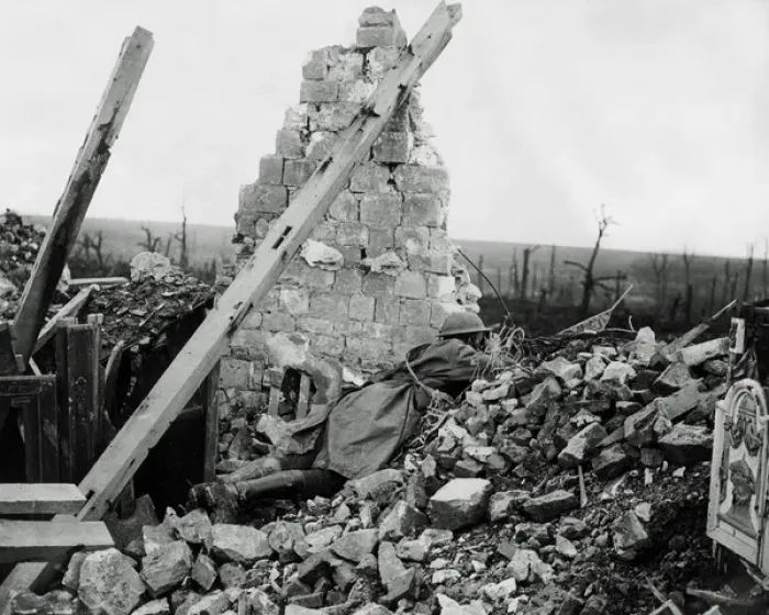 Framed Print : Scene at Longueval, France, Western Front, WW1 Framed Print : Scene at Longueval, France, Western Front, WW1