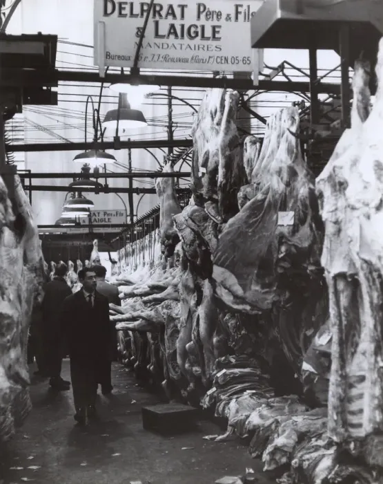 Framed Print : Scene in the meat market at Les Halles, Paris, France Framed Print : Scene in the meat market at Les Halles, Paris, France