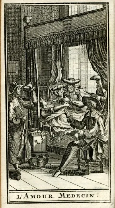 Framed Print : Scene from Molieres play, L Amour Medecin Framed Print : Scene from Molieres play, L Amour Medecin