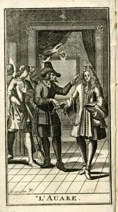 Framed Print : Scene from Molieres play, L Avare Framed Print : Scene from Molieres play, L Avare