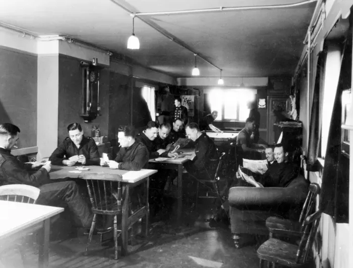 Framed Print : Scene in a newly built NFS (London Region) fire station, WW2 Framed Print : Scene in a newly built NFS (London Region) fire station, WW2