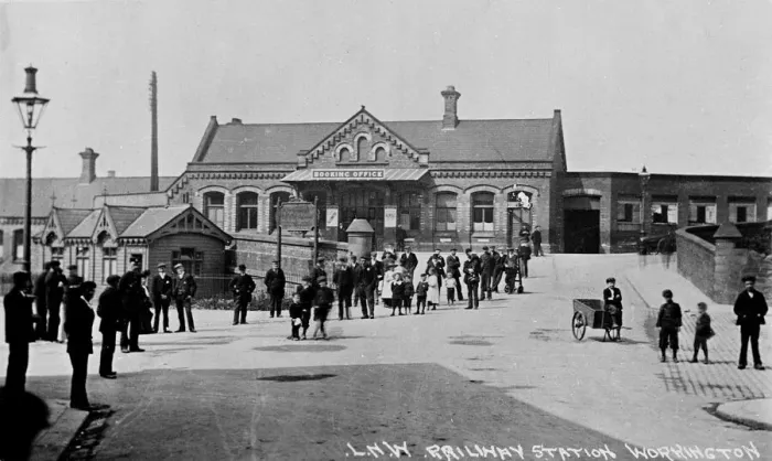 Framed Print : Scene outside Workington Railway Station, Cumbria, UK Framed Print : Scene outside Workington Railway Station, Cumbria, UK