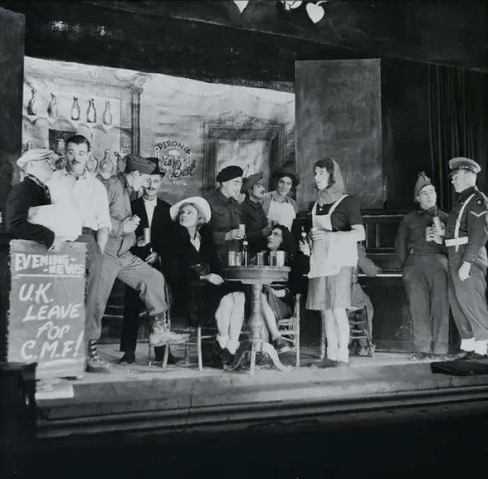 Framed Print : Scene from a pantomime produced as frontline entertainment Framed Print : Scene from a pantomime produced as frontline entertainment