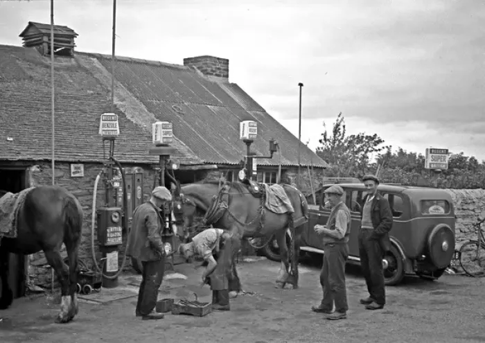 Framed Print : Scene at a petrol station