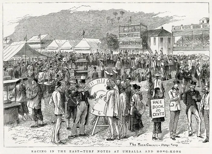 Framed Print : Scene at the races in Hong Kong. Date: 1881
