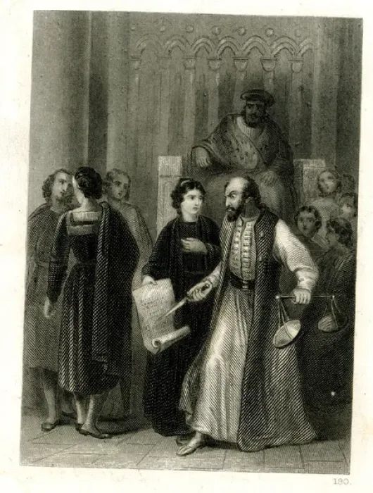 Framed Print : Scene from Shakespeares The Merchant of Venice Framed Print : Scene from Shakespeares The Merchant of Venice