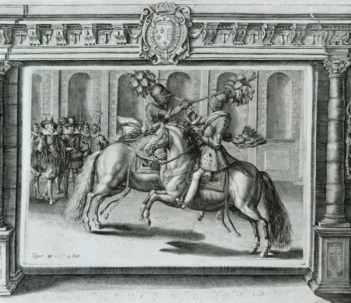 Framed Print : Scene of a tournament. 17th century. Engraving Framed Print : Scene of a tournament. 17th century. Engraving