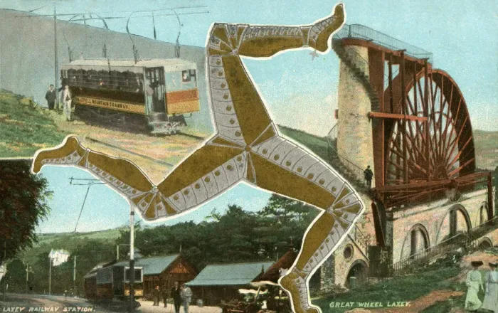 Framed Print : Scenes of the Isle of Man - Laxey Wheel, Railway Station Framed Print : Scenes of the Isle of Man - Laxey Wheel, Railway Station