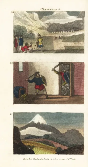 Framed Print : Scenes from Pizarros exploration of Peru Framed Print : Scenes from Pizarros exploration of Peru