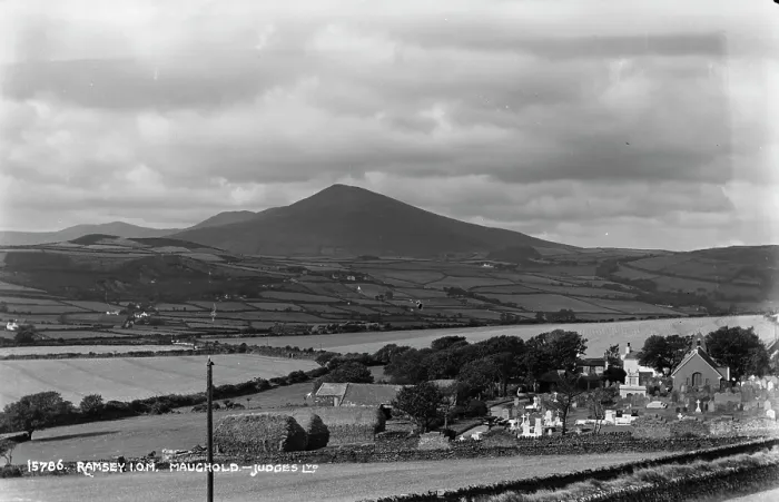 Framed Print : Scenic View of Maughold with the Mountains in the Background