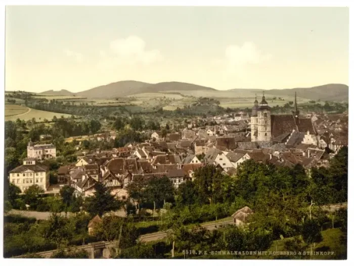 Framed Print : Schmalkalden, with Roteberg and Steinkopf, Thuringia, German Framed Print : Schmalkalden, with Roteberg and Steinkopf, Thuringia, German
