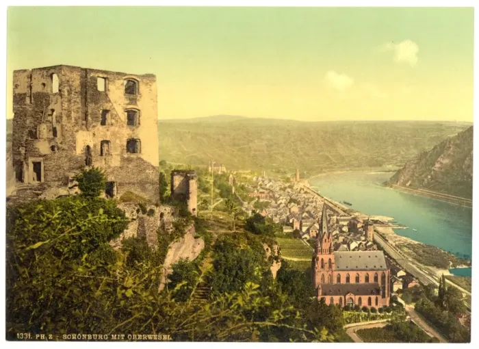 Framed Print : Schonburg and Oberwesel, the Rhine, Germany Framed Print : Schonburg and Oberwesel, the Rhine, Germany