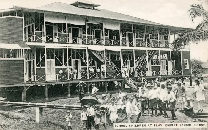 Framed Print : School Children at play, Empire School house Framed Print : School Children at play, Empire School house