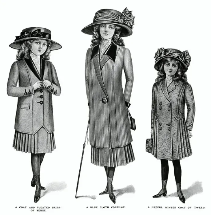 Framed Print : School costumes for girls 1909 Framed Print : School costumes for girls 1909