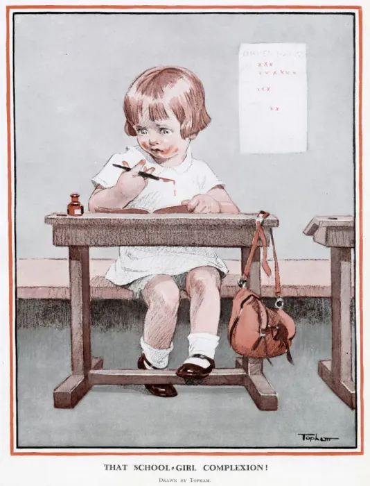 Framed Print : That School-Girl Complexion! by Topham 1926 Framed Print : That School-Girl Complexion! by Topham 1926