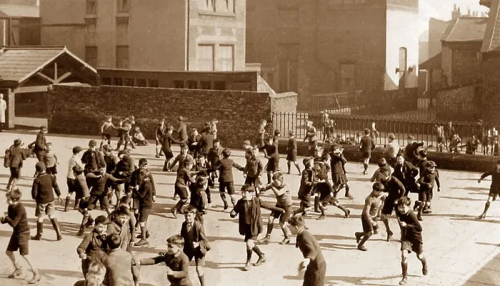Framed Print : School playground probably 1920s Framed Print : School playground probably 1920s