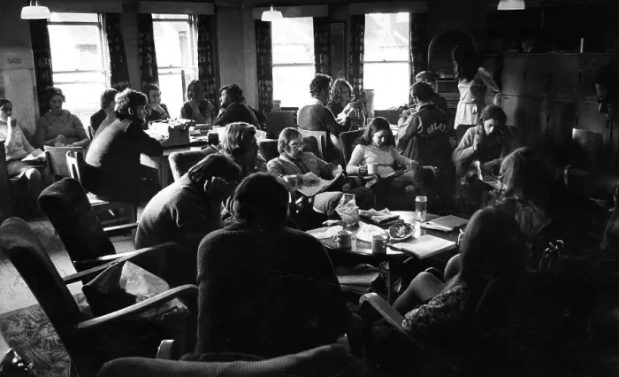 Framed Print : School teachers relaxing in a staff room Framed Print : School teachers relaxing in a staff room