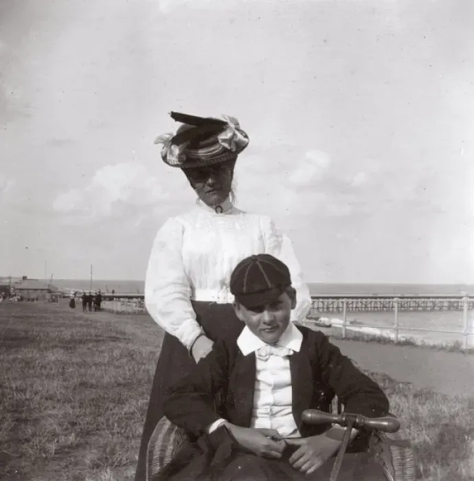 Framed Print : Schoolboy and his mother, Southwold, Suffolk Framed Print : Schoolboy and his mother, Southwold, Suffolk