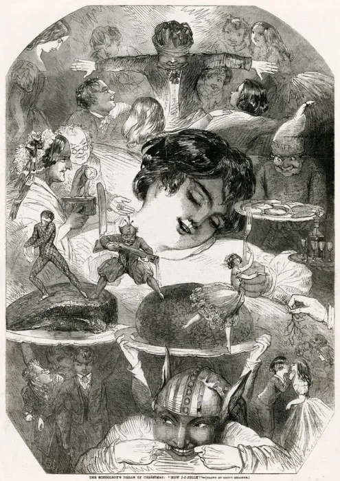 Framed Print : Schoolboys Dream of Christmas 1858 Framed Print : Schoolboys Dream of Christmas 1858