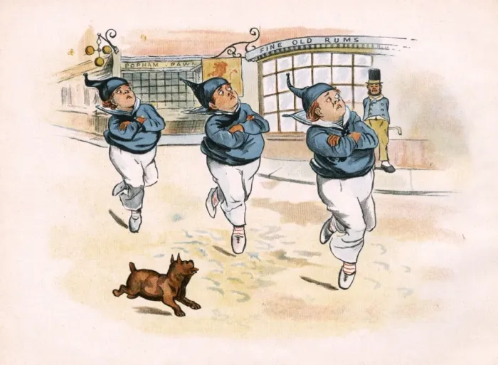 Framed Print : Three schoolboys run away from school in nautical disguise