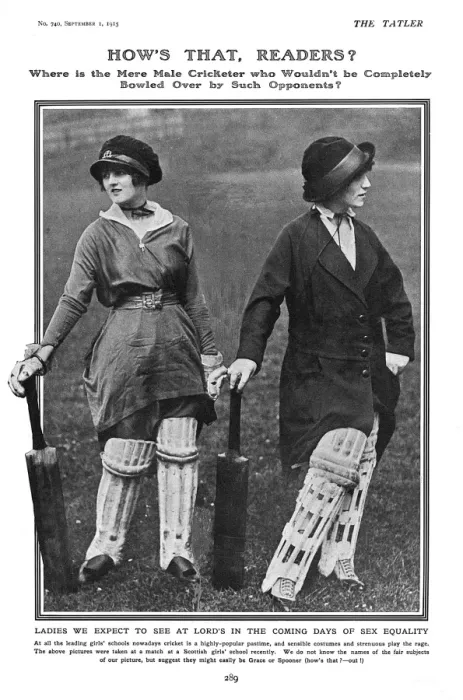 Framed Print : Schoolgirl cricket players, WW1 Framed Print : Schoolgirl cricket players, WW1