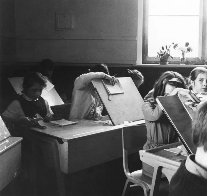 Framed Print : Schoolgirls in Class Framed Print : Schoolgirls in Class