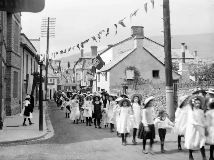 Framed Print : Schoolgirls parading, Crickhowell, Powys, Mid Wales Framed Print : Schoolgirls parading, Crickhowell, Powys, Mid Wales