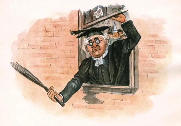 Framed Print : Schoolmaster reacts angrily as his window is smashed Framed Print : Schoolmaster reacts angrily as his window is smashed